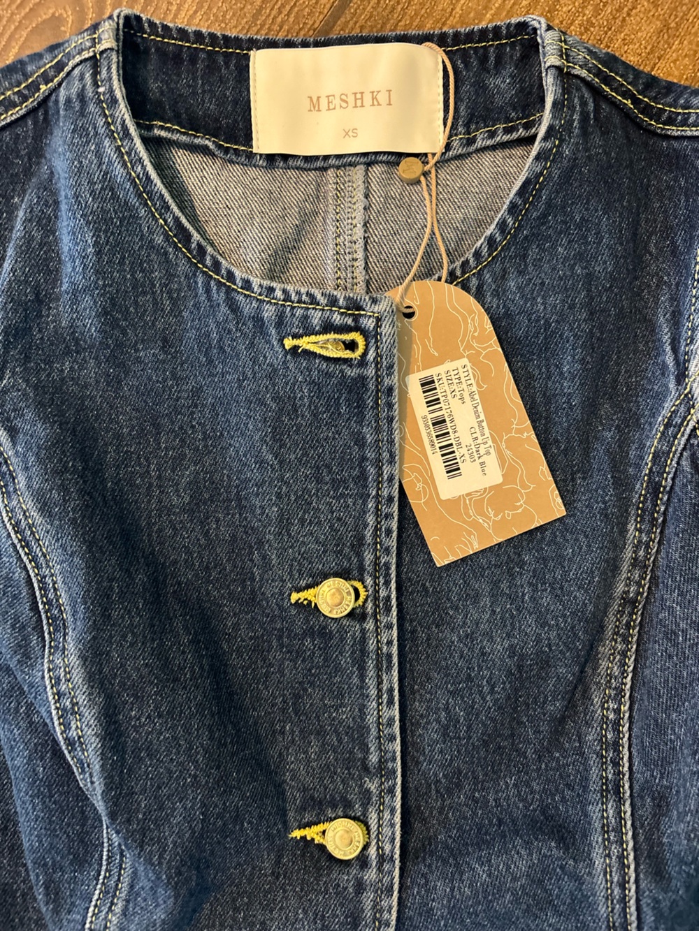 Meshki Denim High-Waist Shorts & Vest Set - Picture 2 of 5